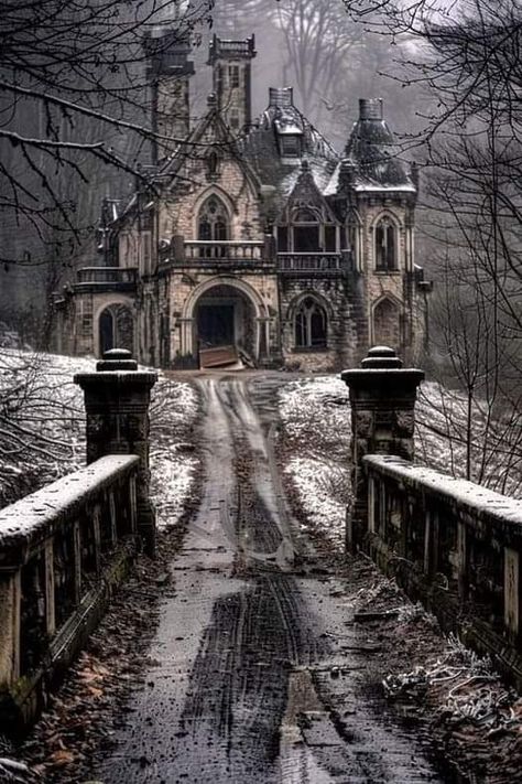 Dark Victorian House, Creepy Abandoned Places, Abandoned Cathedral, Spooky Mansion, Gothic Manor, Gothic Mansion, Old Victorian Homes, Creepy Houses, Gothic Castle