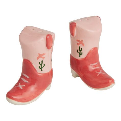 Pink Ceramic Cowboy Boot Figural Salt and Pepper Shaker Set by World Market Pink Ceramic, Cowboy Boot, World Market, Salt And Pepper Shaker, Salt And Pepper Shakers, The Pink, Kitchen Gadgets, Salt And Pepper, Cowboy