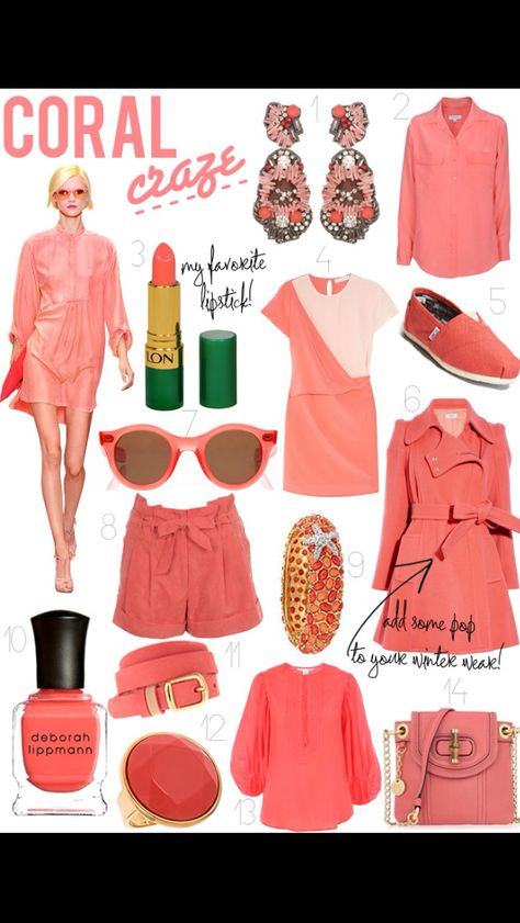 Coral women's fashion clothes & accessories.. Coral Dress Outfit, Coral Outfit, Pink Closet, Coral Fashion, Color Trends Fashion, Coral Dress, Pantone Color, Coral Color, Fashion Colours