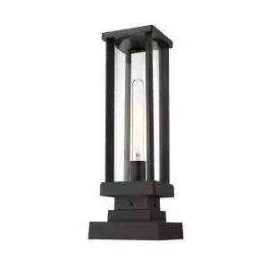 1-Light Black Outdoor Pier Mounted Fixture with Clear Glass Driveway Columns, Pier Light, Glass Shield, Post Lighting, Lantern Post, Deck Lighting, Glass Lantern, Outdoor Pendant, Outdoor Post Lights