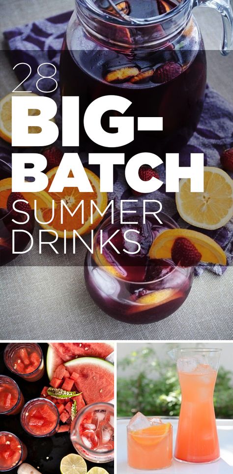 28 Big-Batch Summer Drinks That Know How To Get Down | Leave all that shakin’ and stirrin’ to the pros. Let’s go find a container large enough to bathe a puppy in and fill it with booze and laugh and laugh and laugh. Striping Tape Nail Art, Types Of Drinks, Pitcher Cocktails, Drinks Ideas, Jack White, Baby Diy, Daiquiri, Summer Cocktails, Party Drinks