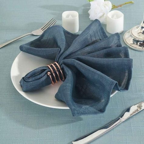 $5.99 | Combining the stylish slubby texture with soft and supple fabric, our Faux Linen Napkins will add a chic country charm to your tablescapes and place settings. Crafted from high quality super fine polyester yarns, the textured weaved design of these napkins will surely add a dash of whimsy to any tabletop. Featuring seamless finish and hemmed edges, our soft and textured napkins are completely wrinkle resistant. Thus, making your party setting procedure a breeze. Rustic Wedding Outdoor, Blue Linen Napkins, Table Overlays, Linen Color, Cloth Dinner Napkins, Wedding Table Settings, Table Napkins, Patriotic Decorations, Polyester Yarn