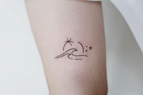 Basic Wave Tattoo 3 Minimalist Tattoo Designs For Women, Waves Minimalist Tattoo, Metaphor Tattoo, Minimalist Tattoo Wave, All Is Well Tattoo, Waves Tattoo Ideas, Small Wave Tattoos For Women, Wave Tattoos For Women, Minimal Tattoos For Women