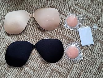 GOOPOOL 2 Pack Invisible Bra, Reusable Strapless Stick on Bra with Nipple Covers and Double Sided Body Tapes, Adhesive Backless Push Up Sticky Bra for Women Party, Daily Wear Stick On Bra, Invisible Bra, Bra For Women, Sticky Bra, Women Party, Ladies Party, Amazon Fashion, 2 Pack, Push Up