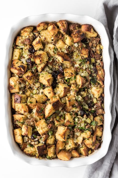 sourdough stuffing with tart cherries and sausage Sourdough Stuffing Recipe, Sourdough Stuffing, Vegan Stuffing, Sausage Stuffing, Sour Cherries, Roasted Pecans, Hot Italian Sausage, Stuffing Recipes, How To Cook Sausage