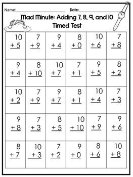 Printable Mad Minute Addition Timed Tests- 6 pages. Kindergarten-1st Grade Math. | 1st grade math, Mad minute math, Math timed tests Minute Math Worksheets, Mad Minute Math, Worksheets 1st Grade, Math Pages, Free Kindergarten Worksheets, 1st Grade Math Worksheets, Math Notes, Sight Word Worksheets, Addition Worksheets