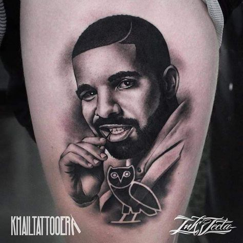 Drake Portrait, Drake Dragon, Drake Tattoos, Rihanna Tattoo, Dragon Tattoo Drawing, All Seeing Eye Tattoo, Tattoo Sites, Verse Tattoos, Pumpkin Tattoo