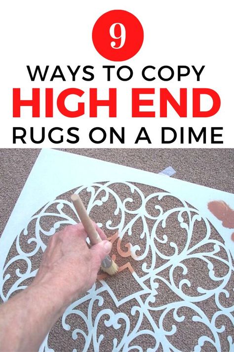 Rug Makeover Diy, Diy Round Rug, Diy Large Rug Cheap, How To Paint A Rug Diy, Diy Area Rug Cheap, Painting Jute Rug Diy, Painted Rugs Diy, How To Paint A Rug, Rugs For Cheap