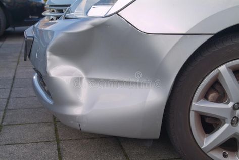 A dent in a car. A dent in the right front quarter of a european car , #AFF, #car, #dent, #front, #european, #quarter #ad Dented Car, Object Inspiration, Carbon Fiber Wrap, Bumper Repair, Car Stock, Lemon Grove, Car Dent, Silver Car, Dent Repair