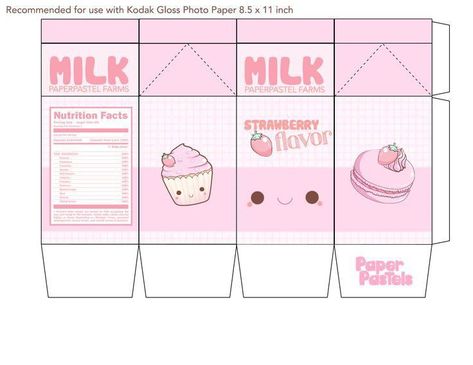 Milk Box Template, Squishies Diy, Box Template Printable, Paper Doll Printable Templates, Kawaii Crafts, Hello Kitty Crafts, Paper Dolls Diy, Paper Toys Template, Milk Box