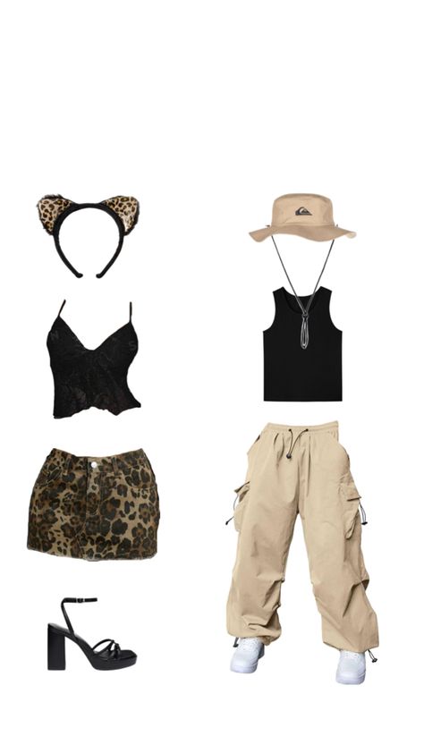 Cheetah print skirt with lace black top and cheetah ears black heels Zoo Keeper Costume, Cheetah Costume, Zoo Keeper, Couples Costume, Halloween Inspo, Couples Costumes, Halloween Outfits