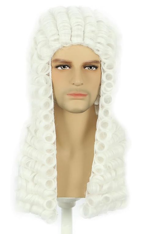 Amazon.com: karlery George Washington Wig Judge Colonial Wig Man Long Curly White Wig Halloween Costume Cosplay Wig : Everything Else 18th Century Wigs Men, White Hair Wigs For Men, George Washington Wig, Colonial Wigs, 18th Century Wigs, White Cosplay Wig, George Washington, Long Curly, Cosplay Wigs