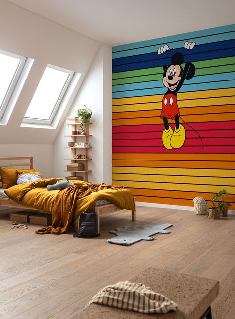 Mickey Mouse Kids Room, Disney Wall Murals, Disney Mural, Mickey Mouse Room, Boys Bedroom Wallpaper, Mickey Mouse Bedroom, Wallpaper Walls Bedroom, Mickey Mouse Wall, Kindergarten Wallpaper