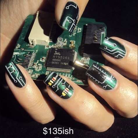 Art Geek, Nails Arts, Nail Polish Designs, Dream Nails, Beautiful Nail Art, Cute Nail Designs, Nail Art Inspiration, Creative Nails, Circuit Board