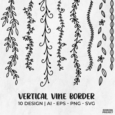 10 Vertical Vine Border, Floral Vine Border, Decorative Element, Flower Dividers, Wedding Clipart, Floral Element, Instant Download This listing is for digital product and available for INSTANT DOWNLOAD. You can download this product after your payment settled. Downloads are available once your payment is confirmed. Confirmation may take a few minutes. Due to the digital nature of ITEMS, there are NO REFUNDS on items delivered electronically. email or convo me if you have any problem. You can us Ivy Border Design, Vertical Border Design, Thick Border Designs For Project, Flowery Borders Design, Vine Drawing Simple Border, Vine Doodles Simple, Witchy Border Design, How To Paint Vines, Nature Border Design