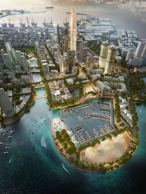 Gallery of SOM Wins Competition to Master Plan Port City Colombo in Sri Lanka - 2 City Skylines Game, Urban Design Competition, Rail Station, Speed Rail, Port Area, Urban Design Plan, Eco City, City Layout, High Speed Rail