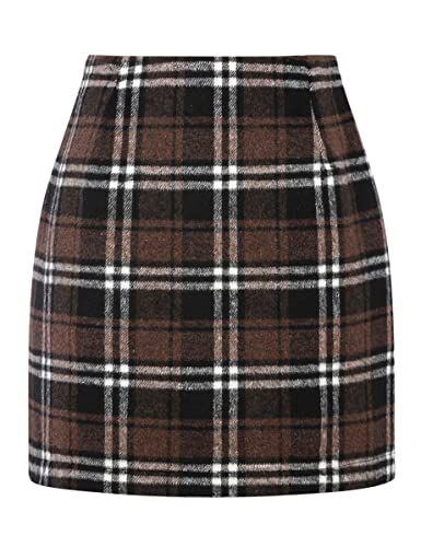 Limited-time deal: IDEALSANXUN Womens High Waist Plaid Skirt Bodycon Pencil Wool Mini Skirts Gonna In Tulle, Skirt Tutu, Skirt Tulle, Plaid Pencil Skirt, Wool Mini Skirt, Dark Coffee, High Waisted Pencil Skirt, Mini Party, Ballet Tutu