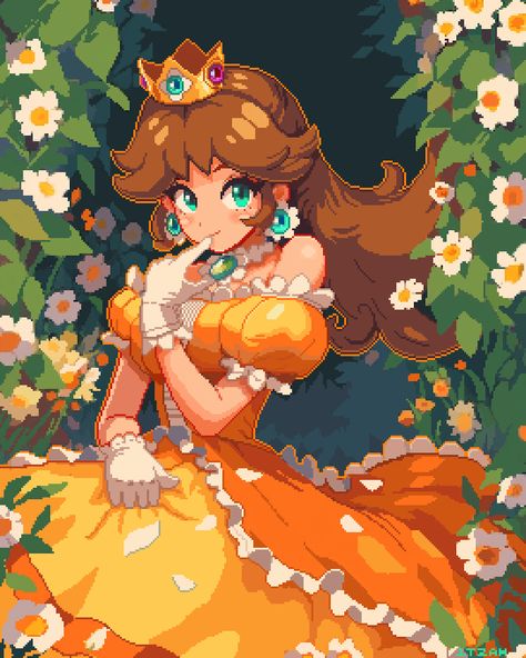 ▓ 𝙸 𝚝 𝚣 𝚊 𝚑 ▒ on X: "The 3 princesses! #pixelart #SuperMarioBrosWonder Day! https://t.co/szpSZ0S0rl" / X Daisy Pixel Art, Mario Princess Daisy, Harmonie Mario, Mario Princesses, Peach Drawing, Luigi And Daisy, Mario Funny, Castlevania Wallpaper, Super Mario Princess