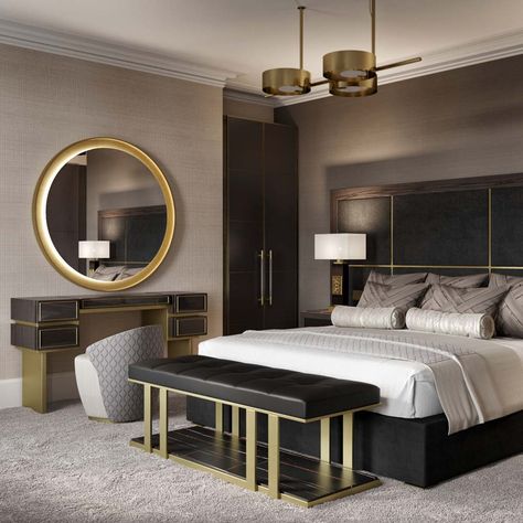 Interior Trends 2018 - Colours of the Year - Juliettes Interiors Art Deco Bedroom Decor, Glamorous Bedroom Decor, Mid Century Bedroom Decor, Modern Traditional Bedroom, Royal Bedroom Design, Brown Bedroom Decor, Glamourous Bedroom, Mid Century Bedroom, Art Deco Bedroom