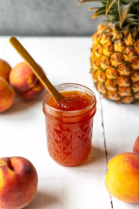 Peach and Pineapple Jam Recipe Pineapple Jam Recipe, Hot Water Bath Canning, Pineapple Jam, Jar Of Jam, Water Bath Canning, Dish Rag, Peach Jam, Jam Recipe, Simply Recipes