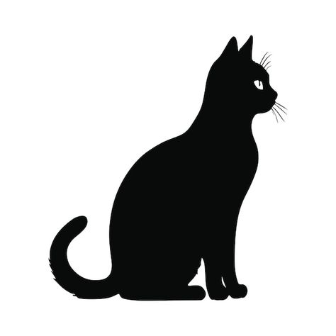 Black cat silhouette vector illustration | Premium Vector #Freepik #vector #black #flat #design #illustration Black Cat Traditional Tattoo, Cat Vector Illustration, Black Cat Png, Black Cat Silhouette, Cat Art Illustration, Flat Design Illustration, Cat Vector, Black Cat Art, Cat Silhouette