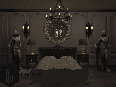 The Sims Resource - Very goth bedroom set Victorian Gothic Sims 4 Cc, Sims 4 Goth Cc Decor, Sims 4 Cc Dark Furniture, Sims 4 Goth Wallpaper, Sims 4 Goth Bedroom Cc, Sims 4 Goth Furniture, Goth Sims 4 Cc Furniture, Sims 4 Vampire Cc Furniture, Sims 4 Cc Furniture Goth