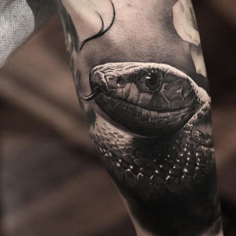 2,888 vind-ik-leuks, 8 reacties - ⠀⠀⠀⠀⠀⠀⠀⠀TATTOO ARTISTS (@tattoo.artists) op Instagram: 'Brilliant B&G execution Artist IG: @benthomasart' Tattoo Cobra, Snake Tattoo Meaning, Mangas Tattoo, Tattoo Snake, Tattoo Diy, Serpent Tattoo, Snake Tattoos, Tattoo Ideas Easy, Snake Tattoo Design