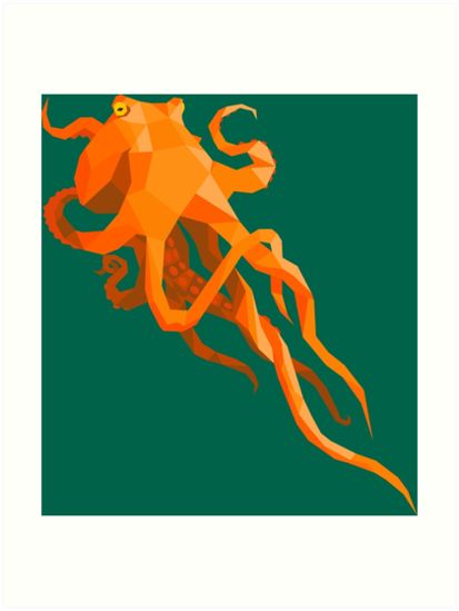 "Geometric Octopus" Art Prints by Geofrog | Redbubble Octopus Geometric, Octopus Art Print, Octopus Design, Octopus Tattoo, Octopus Art, Hardcover Notebook, Wall Art Canvas Prints, Tag Art, Hardcover Journals