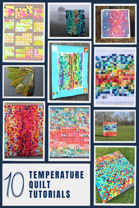 10 Ways to Make Temperature Quilts - Sewing With Scraps Temperature Quilts, Sewing With Scraps, Landscape Quilt, Quilting Room, Hexagon Coasters, Dresden Plate, Foundation Paper Piecing, Fabric Baskets, Fabric Strips