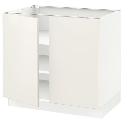 SEKTION Base cabinet with shelves/2 doors, white, Veddinge white, 36x24x30" - IKEA Ikea Canada, Sektion Kitchen, Cabinet With Shelves, Kitchen System, Ikea Home, Kitchen Installation, Home Planner, Base Cabinet, Glass Cabinet Doors