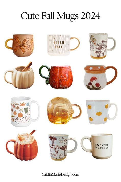 Cute Fall Mugs for Cozy Days and Halloween - Caitlin Marie Design Fall Mugs, Fall Cats, Autumn Mug, Etsy Halloween, Cozy Drinks, Fall And Halloween, Fall Dog, Mug Collection, Autumn Days