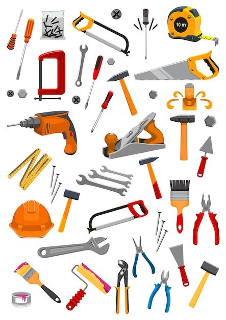 Work tools icons set | Premium Vector #Freepik #vector #tools #work-tools #hardware-tools #carpentry-tools Must Have Woodworking Tools, Advanced Woodworking Plans, Used Woodworking Tools, Woodworking Tools Storage, Woodworking Equipment, Woodworking Saws, Antique Woodworking Tools, Woodworking Tools Workshop, Essential Woodworking Tools