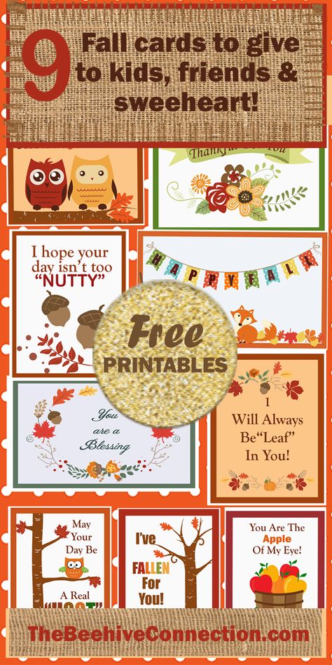 FREE Printables!! Fall Greeting Cards for Everyone in Your Life Free Printable Thanksgiving Cards, Free Printable Postcards, Fall Greetings, Thanksgiving Cards Printable, Christmas Fonts Free, Fall Cards Handmade, Printable Postcards, Fall Greeting Cards, Holiday Party Games