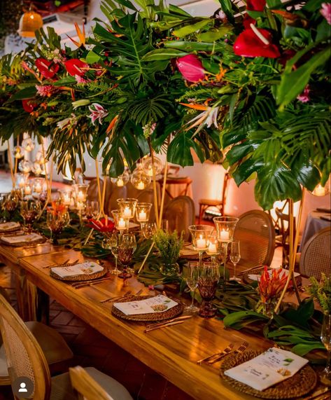 Luxury Beach Wedding Decorations, Tarzan Wedding, Tropical Theme Corporate Event, Jewel Tone Tropical Wedding, Whimsical Table Decor, Havana Wedding Theme, Small Tropical Wedding, Havana Nights Wedding, Tropical Art Deco Wedding