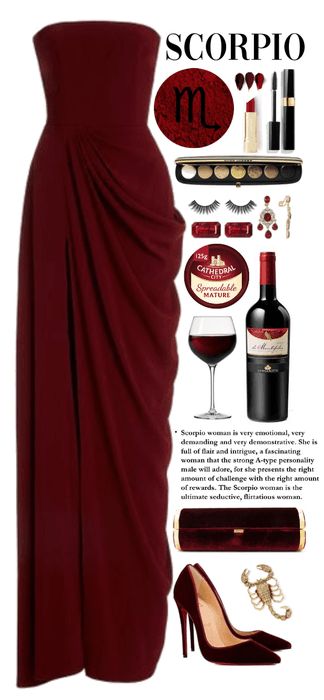 Scorpio mood (Monochromatic red wine) Outfit | ShopLook Scorpion Outfits Aesthetic, Dress Like Your Venus Sign Scorpio, Scorpio Clothing Style, Outfits For Scorpios, Wine Red Dress Aesthetic, Wine Red Outfit Aesthetic, Scorpio Dressing Style, Lilith Outfit Aesthetic, Dressing Like Your Venus Sign Scorpio