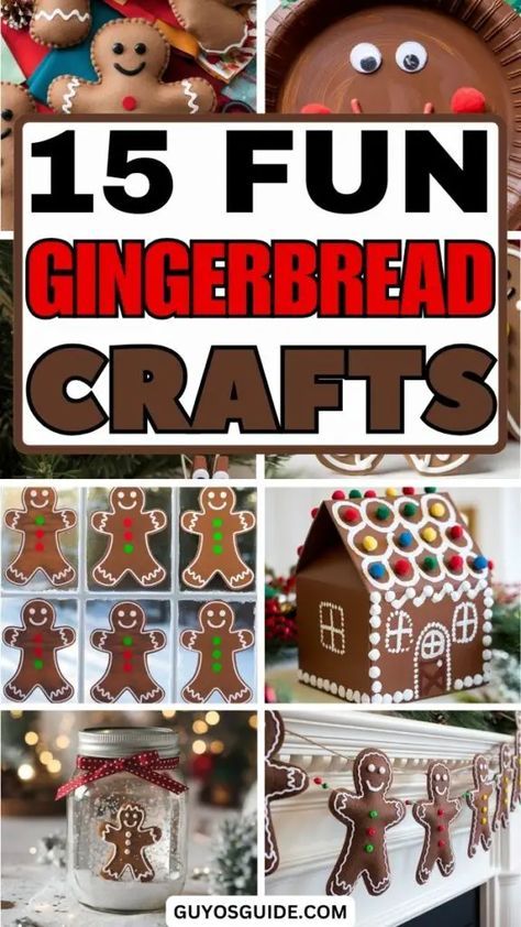 Gingerbread Christmas Crafts Diy, Gingerbread Men Art Projects For Kids, Gingerbread Ideas Unique, Christmas Gingerbread Men Decorations, Gingerbread People Ideas, Homemade Gingerbread Ornaments, Gingerbread Christmas Crafts For Kids, Ginger Bread Craft Ideas, Ginger Bread Decor Ideas