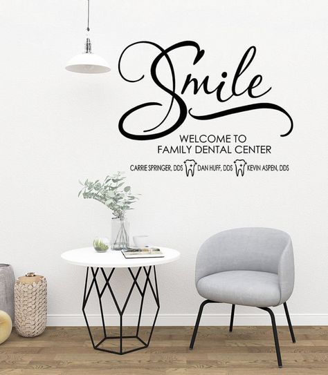 Dental Design Interior, Dentist Office Design, Office Paint Colors, Dental Office Design Interiors, Office Paint, Dental Office Decor, Office Wall Decals, Dental Design, Work Office Decor