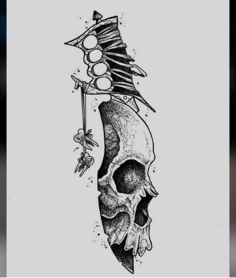 Skull Knife Drawing, Knife And Skull Tattoo, Skull Knife Tattoo, Skull Knife, Skull Dagger Tattoo, Chest Tattoo Drawings, Blade Tattoo, Knife Drawing, Body Image Art