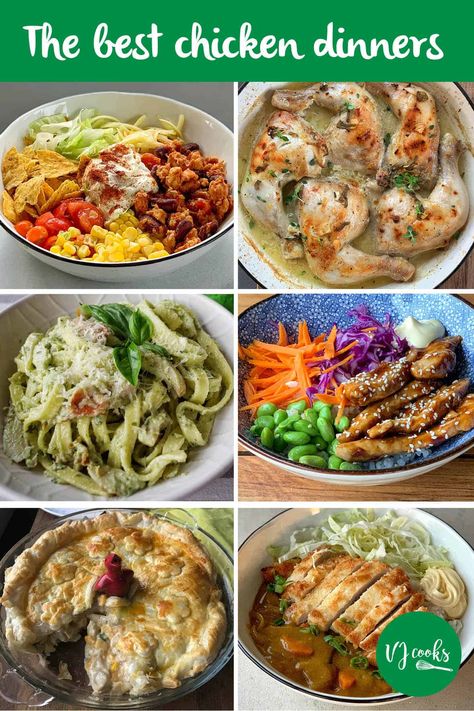 The best chicken dinners from vj cooks Whole Chicken Soup, Baked Garlic Chicken, Chicken Roti, Bacon Risotto, Teriyaki Chicken Bowl, Vj Cooks, Crispy Chicken Breast, Slow Cooker Thai Chicken, Chicken Cutlet Recipes