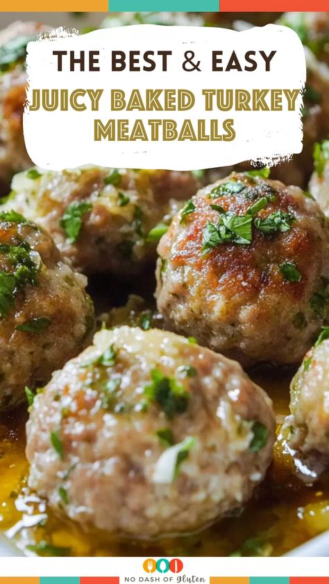 Juicy Baked Turkey Meatballs Butter Herb Sauce, Turkey Meatball Sauce, Best Turkey Meatballs, Baked Turkey Meatballs, Easy Turkey Meatballs, Butter Herb, Ground Turkey Meatballs, Turkey Meatballs Baked, Dessert Smoothie