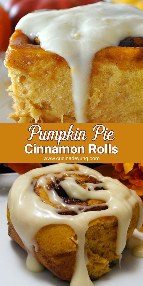 Pumpkin Pie Cinnamon Rolls Recipe, Cinnamon Rolls, Desserts Recipes, Desserts, Pumpkin Desserts Pumpkin Pie Cinnamon Rolls Easy, Easy Desserts Cookies, Pumpkin Pie Cinnamon Rolls, Recipes Of Desserts, Dessert For Party, Cinnamon Rolls Sticky Buns, Pies Dessert, Pumpkin Dessert Recipes, Holiday Lunch