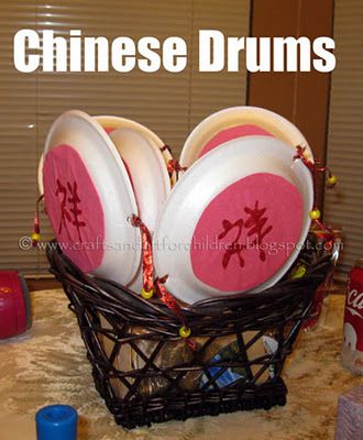 chinese new year craft Chinese Drum, News Years Crafts For Kids, Chinese New Year Crafts For Kids, Chinese New Year Activities, Around The World Theme, Chinese New Year Party, Chinese Crafts, Chinese New Year Crafts, New Years Activities