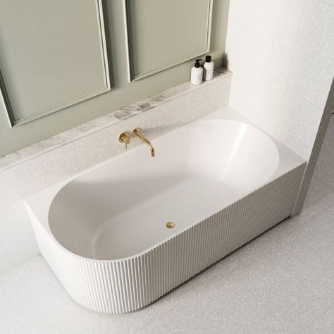 Bao Fluted 1500mm Back to Corner Bath - Matte White In Stock SKU BAO100215L Baths by Bao Bath  Original priceRRP $2,438 Current price$2,072 Inbuilt Bathtub, Fluted Bath, Fluted Bathroom, Brushed Nickel Mirror, Bathroom Tubs, Wishy Washy, Built In Bath, Bathroom Ambiance, Corner Bath