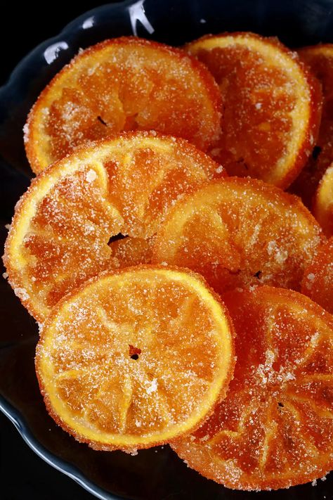 Caramelised Orange Slices, Smoked Orange Slices, Canadian Living Recipes, Orange Simple Syrup, Candied Citrus, Candied Orange Slices, Sweet Sauces, Citrus Slices, Orange Syrup