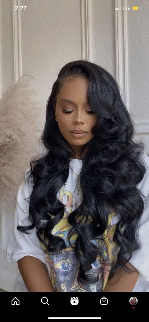 Dope Hairstyles, Hair Laid, Long Black Hair, Hair Crush, Hair Life, Baddie Hairstyles, Light Brown Hair, Love Hair, Hair Waves