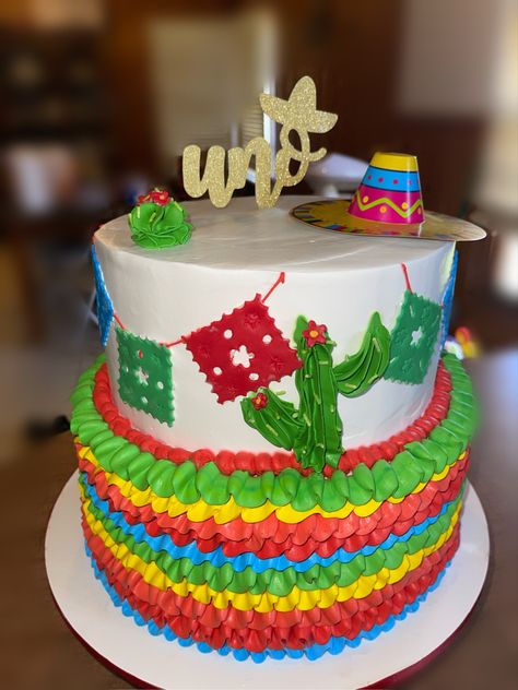 Mexican Theme Cake For Men, Fiesta Theme Cake, Mexican Theme Cake, Mexican Themed Cakes, Mexican Cake, First Fiesta, Mexican Birthday Parties, Mexican Birthday, Quinceanera Decorations