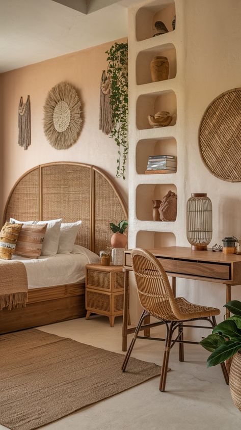 Boho Bedroom Furniture Ideas Featuring Macramé Accents Bohemian Furniture Bedroom, Bohemian Bedroom Decor Moroccan Style, Boho Bed Canopy, Modern Bohemian Bedroom Decor, Boho Style Furniture, Bed Canopies, Modern Bohemian Bedroom, Bedroom Furniture Ideas, Boho Bedroom Furniture