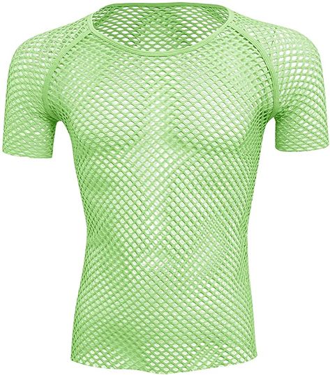 ABAFIP Men's Grid Mesh Fishnet Tank Tops Short Sleeve T-Shirt Slim Fitted Muscle Tee Workout Sheer See Through Undershirt Clubwear Pink Medium at Amazon Men’s Clothing store Mesh Tank Top Men, Mesh Undershirt, Fishnet Tank Top, Black Fishnet Top, Fishnet Shorts, Fishnet Shirt, Fishnet Top, Mesh Tank Top, Black Fishnets