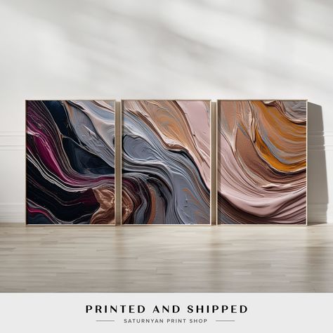 Luxury Abstract Wall Art Set - 3 Earth Tone Violet and Gold Paintings for Home Decor, Modern and Contemporary Home Decor for Stylish Walls by SaturnyanPrintShop on Etsy Paintings For Home Decor, Boho Contemporary, Neutral Minimalist, Wall Paintings, Art Minimaliste, Inkjet Printing, Contemporary Home Decor, Contemporary Wall Art, Minimal Art