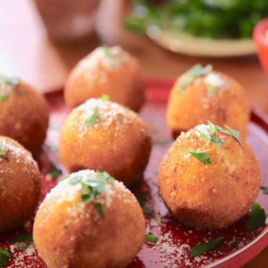 Rissoto Balls Recipes, Fried Rice Balls Italian, Coconut Cake Balls, Fried Risotto Balls, Breakfast Fried Rice Food Network, Fried Balls, Girl Meets Farm, Mac N Cheese Balls, Risotto Balls